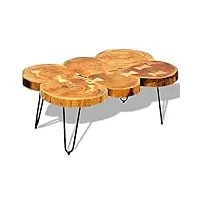 vidaxl table basse 6 troncs table d'appoint intérieur bois massif de sesham