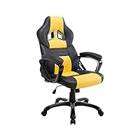 clp fauteuil de bureau racing gamer pedro xl similicuir i chaise de bureau ergonomique réglable en hauteur avec accoudoir i fauteuil de travail, couleur:noir/jaune