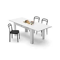 mobili fiver, table extensible cuisine, easy, blanc laqué brillant, made in italy