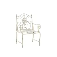chaise de jardin punjab i chaise de jardin en fer forgé avec accoudoirs design romantique style antique i chaise de jardin terrasse ou balco, couleur:crème antique