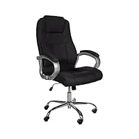 clp fauteuil de bureau xl apoll hauteur réglable rembourré revêtement en tissu - chaise de bureau ergonomique pivotante - mécanisme d'inclinaiso, couleur:noir