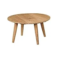 wohnling table basse en bois massif acacia | table de salon ronde Ø75 x 40 cm | table avec 4 jambes dans un style ferme