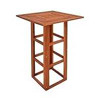 casaria table haute carrée en bois d'acacia 75x75x110cm mange-debout table en bois extérieur jardin terrasse évènement