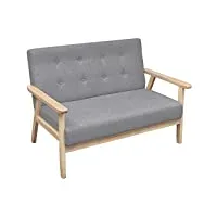 vidaxl canapé à 2 places tissu gris clair canapé de salon séjour sofa meuble