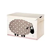3 sprouts, coffre à jouets en polyester, idéal pour contenir des objets et des jeux, panier à jouets pour enfants décoré de moutons gris, 61x37x38 cm