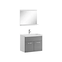 meuble de salle de bain de montreal 02 60 cm lavabo gris brillant - armoire de rangement meuble lavabo evier meubles