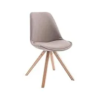 chaise de salle a manger toulouse en tissu i chaise visiteur style scandinave avec dossier et assise rembourrés i piètement bois rond, couleur:taupe, couleur du cadre:natura