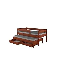 children's beds home lit gigogne pour enfants enfants juniors avec 2 matelas en mousse mais pas de tiroirs (180x90, palissandre)