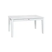 inter link table de repas avec tiroir central - design intemporel - 6 places max - bois massif label fsc vernis blanc