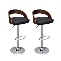 vidaxl 2x tabourets de bar et cadre en bois courbé chaise de bistrot bureau
