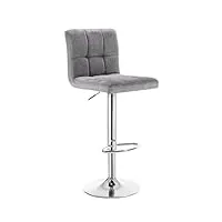 woltu® bh32hgr-1, 1x tabouret de bar chaise de bar avec dossier,poignée réglable en hauteur avec linge lumineux,gris clair