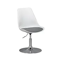 finebuy chaise de salle à manger plastique et metal chaise pivotante design moderne gris blanc | chaise de cuisine reglable en hauteur design avec dossier | chaise rembourrée confortable 110 kg