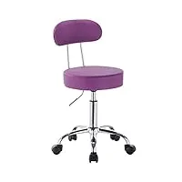 woltu® bh34vl-1 tabouret de bureau tabouret à roulettes avec dossier,chaise pivotante chaise de bureau hauteur réglable,violet