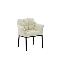 chaise de salle à manger octavia rembourrée revêtement similicuir i chaise design fauteuil de salon confortable avec accoudoir et dossier i, couleur:crème, couleur du cadre:noir