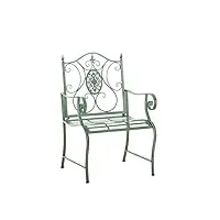 chaise de jardin punjab i chaise de jardin en fer forgé avec accoudoirs design romantique style antique i chaise de jardin terrasse ou balco, couleur:vert antique