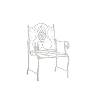 chaise de jardin punjab i chaise de jardin en fer forgé avec accoudoirs design romantique style antique i chaise de jardin terrasse ou balco, couleur:blanc antique