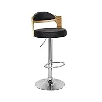 menzzo lot de 2 chaises de bar ruben chêne clair & noir, cuir, clair/noir, 46x44x88 cm