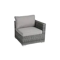 greemotion fauteuil de jardin bari - fauteuil d’angle pour salon de jardin en résine tressée et aluminium – fauteuil gris anthracite - fauteuil confortable pour l’extérieur –