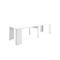 skraut home | table console extensible | console meuble | 300 | pour 14 personnes | table à manger | style moderne | blanc