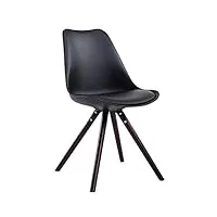 clp chaise de visiteur toulouse rembourrée revêtement en similicuir - style scandinave avec dossier ergonomique - chaise de salle à manger av, couleur:noir, couleur du cadre:cappuccino