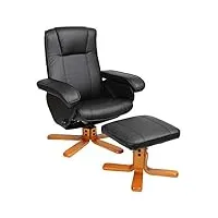 svita charles fauteuil de relaxation pivotant pour tv ou salon avec repose-pieds noir pour l'intérieur