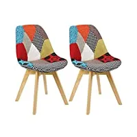 woltu bh29mf-2 chaises salle à manger lot de 2 en lin,chaise de cuisine en bois,multicolore