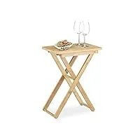 relaxdays table d'appoint pliable bambou table de jardin table console rectangle balcon terrasse hxlxp: 52 x 40 x 31 cm- nature