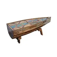 massivmoebel24.de table basse bateau - bois massif recyclé multicolore laqué - inspiration ethnique - nature of spirit #106