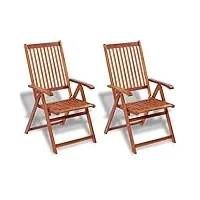 vidaxl 2x chaise salle à manger extérieur bois d'acacia jardin patio fauteuil
