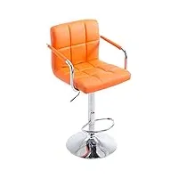 clp tabouret de bar ergonomique lucy v2 en similicuir i hauteur réglable i chaise de bar pivotante avec accoudoirs dossier et repose-pied, couleur:orange, couleur du cadre:chrome
