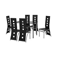 vidaxl ensemble à dîner sept pcs noir table et chaises de salle à manger cuisine