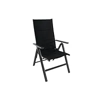 greemotion chaise pliante de jardin grenada – chaise réglable à dossier inclinable - chaise avec accoudoir noire – chaise extérieur pliante et inoxydable – chaise pliante aluminium et textilène