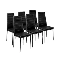 tectake lot de 6 chaises de salle à manger modernes chaises rembourrées confortables chaise design en cuir synthétique meuble de salon avec pieds en metal - noir