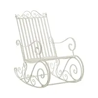 fauteuil bascule en fer forgé smilla, chaise de jardin, style bascule avec dossier haut et accoudoirs, hauteur assise 33 cm, meuble de jardin, couleurs au choix:, couleur:blanc antique