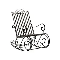 fauteuil bascule en fer forgé smilla, chaise de jardin, style bascule avec dossier haut et accoudoirs, hauteur assise 33 cm, meuble de jardin, couleurs au choix:, couleur:bronze