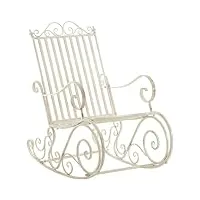 fauteuil bascule en fer forgé smilla, chaise de jardin, style bascule avec dossier haut et accoudoirs, hauteur assise 33 cm, meuble de jardin, couleurs au choix:, couleur:crème antique