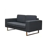 vidaxl canapé 2 places tissu gris foncé canapé pour salon sofa meuble de séjour