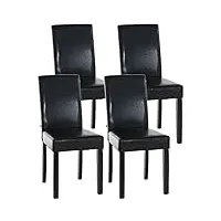 clp lot de 4 chaises de salle a manger ina en similicuir i assise rembourrée i chaise de salon avec pieds en bois, couleur:marron, couleur du cadre:noir