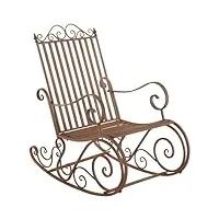 fauteuil bascule en fer forgé smilla, chaise de jardin, style bascule avec dossier haut et accoudoirs, hauteur assise 33 cm, meuble de jardin, couleurs au choix:, couleur:marron