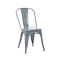 duhome chaise de salle à manger en métal, chaise bistrot metal, ensemble de chaises empilables chaise cuisine avec dossier, pour bar café salon restaurant intérieur et extérieur,gris