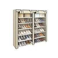 udear armoire/meuble à chaussures avec housse en toile 7 couches étagère chaussures avec zip beige