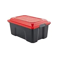 sundis | malle de rangement locker avec couvercle - 40 litres - noir et rouge