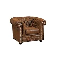 massivmoebel24.de fauteuil (brun café) - chesterfield
