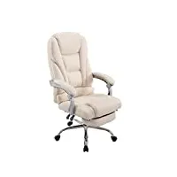 clp fauteuil de bureau pacific en similicuir i chaise de bureau moderne hauteur réglable et pivotante i repose-pieds téléscopique i accoudoirs, couleur:crème