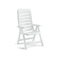 ideapiu fauteuil en résine blanche, fauteuil pliant d’extérieur, fauteuil en plastique réglable, fauteuil quintilla