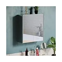 bath vida tiano armoire de salle de bain double porte miroir en acier inoxydable moderne, argenté, 2 door