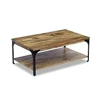 vidaxl table basse table d'appoint etagère bout de canapé bois de manguier