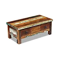 vidaxl table basse à tiroirs table d'appoint 90x45x35 cm bois de récupération
