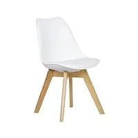 woltu 1 x chaise salle à manger chaise de cuisine en similicuir + plastique + bois,blanc bh29ws-1