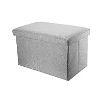 intirilife pouf pliable 78x38x38 cm en gris alaska – boîte de rangement décorative en tissu aspect lin pour gagner de l'espace – tabouret coffre siège